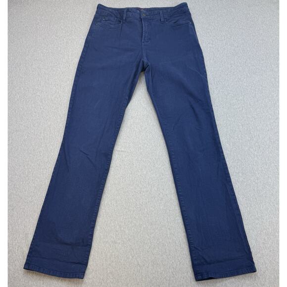 NYDJ Denim - NYDJ Jeans Womens 10 Blue Denim Cotton Blend Stretch Marilyn Straight Leg
